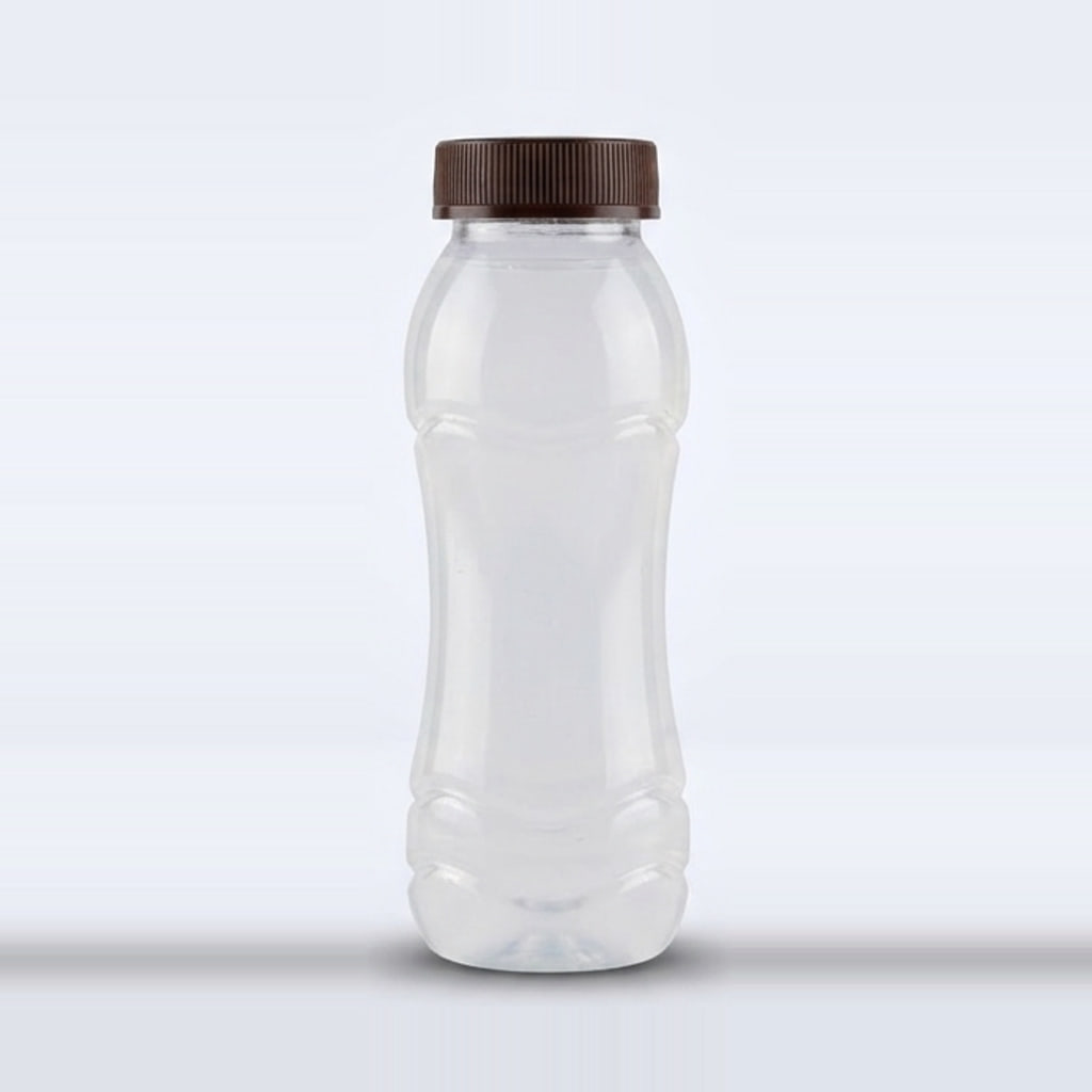 Plain tender coconut water in a clear PET bottle