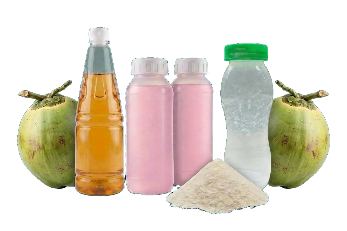 PrimeCoco coconut water concentrate, pink coconut water, bottled coconut water and coconut water powder with young coconuts
